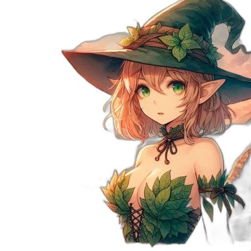 hat, dress, staff, dragon transparent PNG cut-out