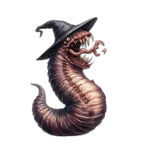 creature, dragon, hat, staff transparent PNG cut-out