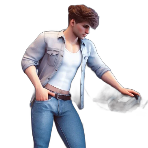 jacket, weapon, staff, hair transparent PNG cut-out