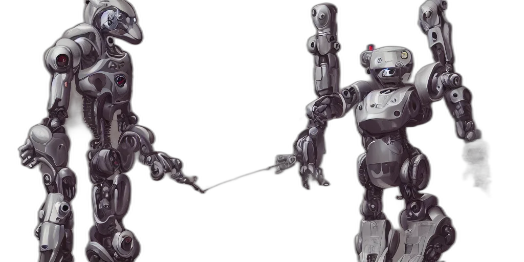 robot, weapon, concept art, 3d render transparent PNG cut-out