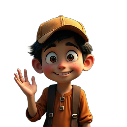 staff, face, cartoon, 3d render transparent PNG cut-out