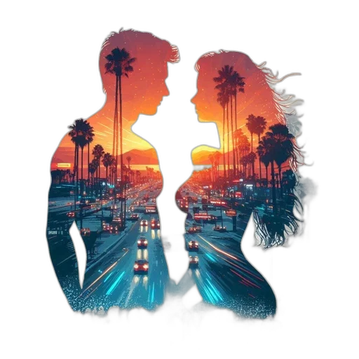 concept art, watercolor, pixel art, vaporwave transparent PNG cut-out