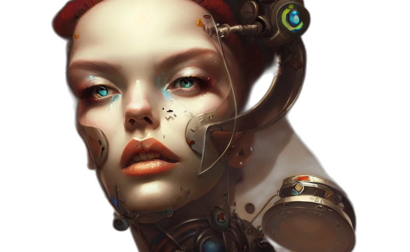 robot, face, cyberpunk, concept art transparent PNG cut-out