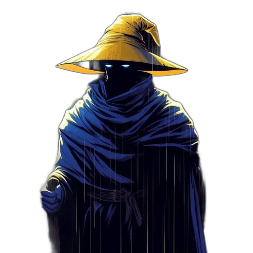 mask, hat, jacket, staff transparent PNG cut-out