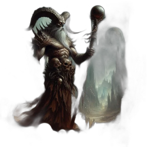 creature, mask, staff, dragon transparent PNG cut-out
