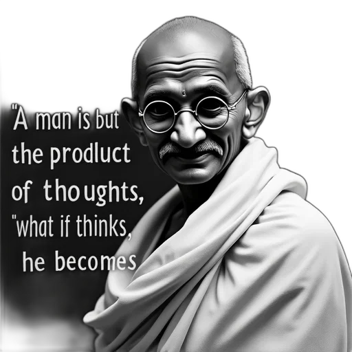 black, white, image, mahatma transparent PNG cut-out