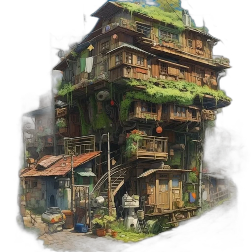 building, concept art, fantasy art, photorealistic transparent PNG cut-out
