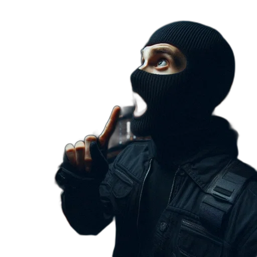 mask, jacket, weapon, staff transparent PNG cut-out