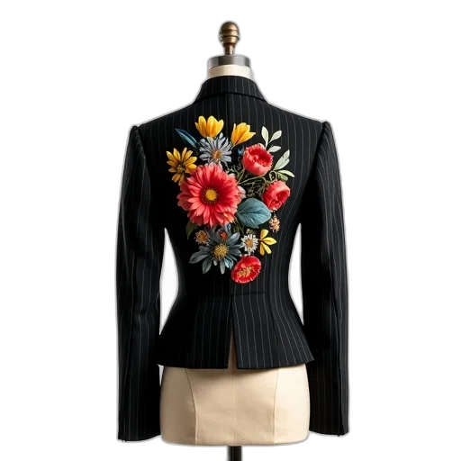jacket, dress, 3d render, black transparent PNG cut-out