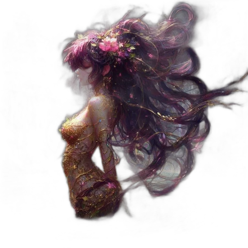 hair, dress, crown, creature transparent PNG cut-out