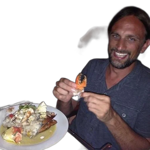 food, man, enjoys, plate transparent PNG cut-out