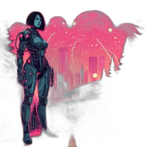robot, jacket, concept art, cyberpunk transparent PNG cut-out