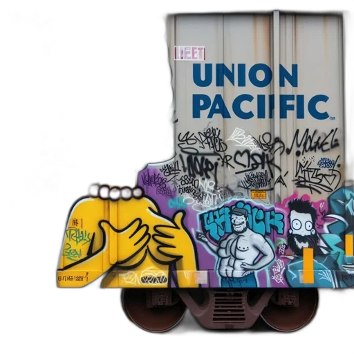 union, pacific, train, graffiti transparent PNG cut-out