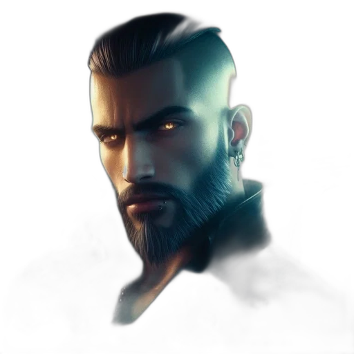 face, fantasy art, concept art, cyberpunk transparent PNG cut-out