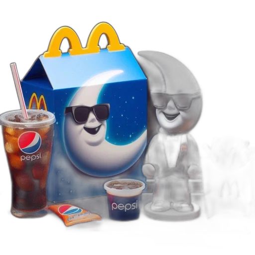 robot, food, 3d render, vaporwave transparent PNG cut-out