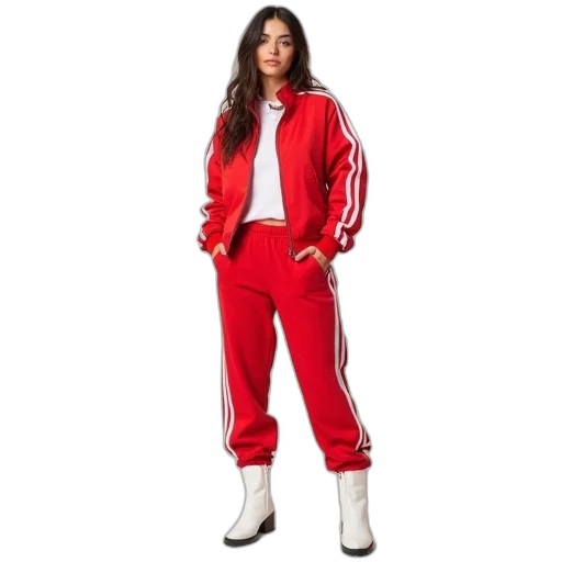 jacket, red, woman, white transparent PNG cut-out