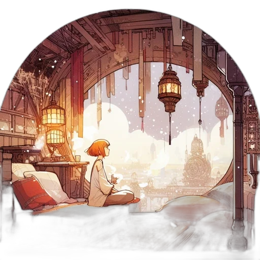 hat, umbrella, concept art, fantasy art transparent PNG cut-out