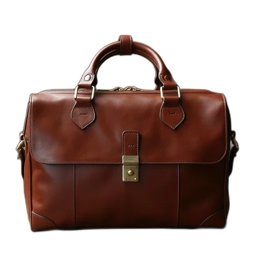 earth tones, brown, leather, holdall transparent PNG cut-out