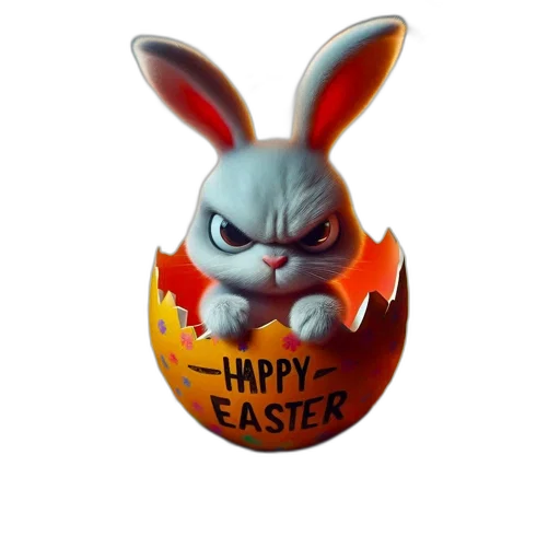3d render, photorealistic, easter, bunny transparent PNG cut-out