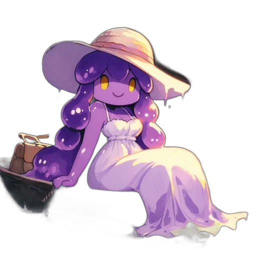 hat, dress, staff, creature transparent PNG cut-out