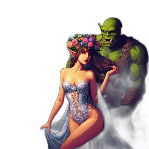dress, fantasy art, concept art, comic book art transparent PNG cut-out