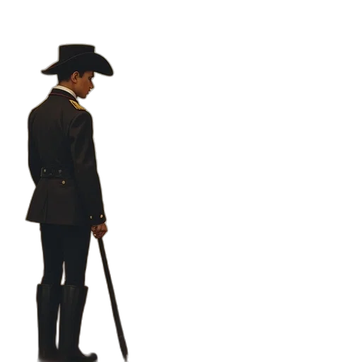 staff, hat, weapon, jacket transparent PNG cut-out