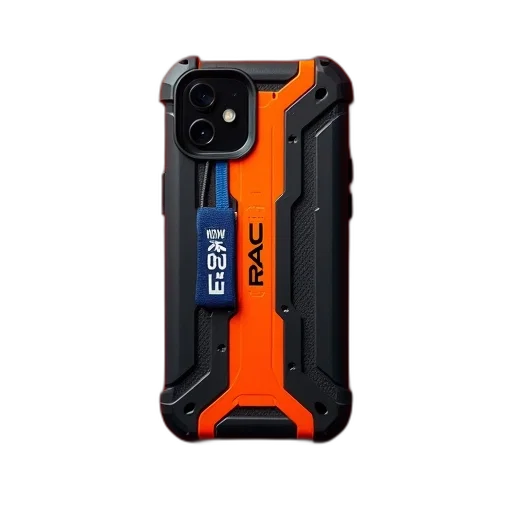 black, orange, smartphone, case transparent PNG cut-out