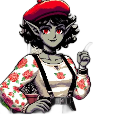 staff, hat, dress, jewelry transparent PNG cut-out