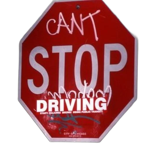 car, stop, sign, graffiti transparent PNG cut-out