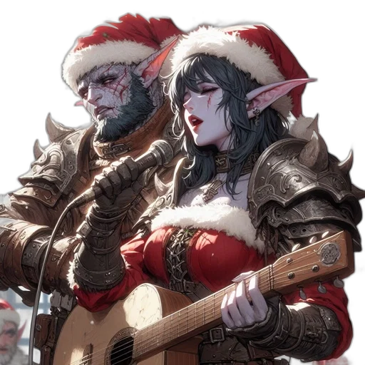 concept art, fantasy art, snow, two transparent PNG cut-out