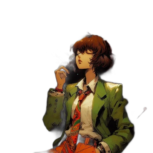 jacket, dress, staff, face transparent PNG cut-out