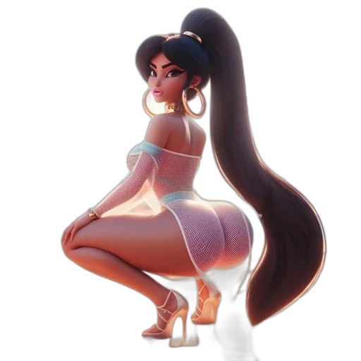 dress, hair, concept art, 3d render transparent PNG cut-out