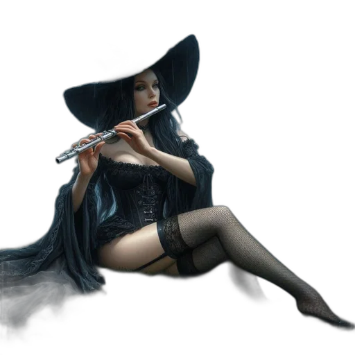 dress, staff, hat, mask transparent PNG cut-out