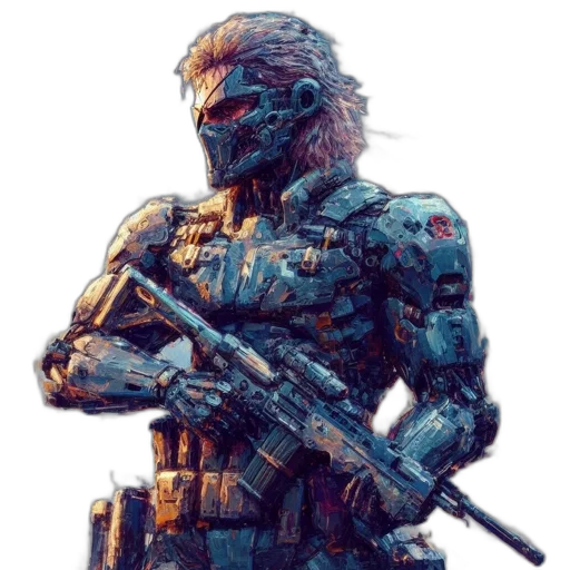 robot, weapon, concept art, pixel art transparent PNG cut-out