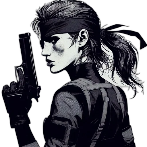 weapon, jacket, comic book art, cyberpunk transparent PNG cut-out