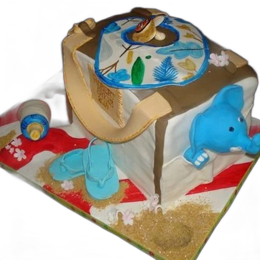 3d render, underwater, beach-themed, cake transparent PNG cut-out