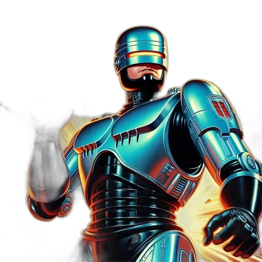 robot, concept art, comic book art, 3d render transparent PNG cut-out