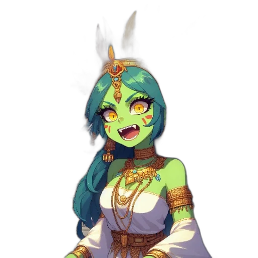 mask, staff, creature, fantasy art transparent PNG cut-out