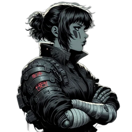 jacket, robot, face, staff transparent PNG cut-out