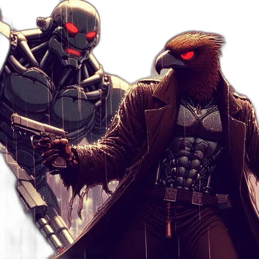 concept art, comic book art, cyberpunk, dark transparent PNG cut-out