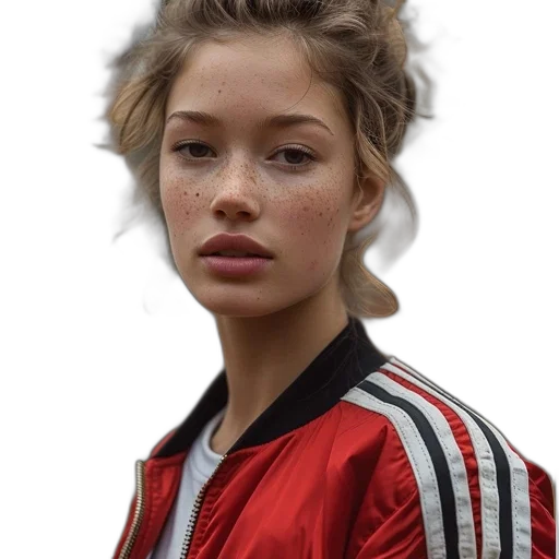 jacket, face, hair, jewelry transparent PNG cut-out