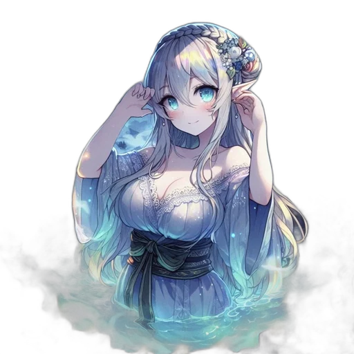 dress, flower, dragon, staff transparent PNG cut-out