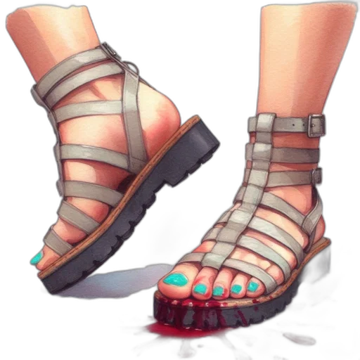 shoes, 3d render, concept art, vaporwave transparent PNG cut-out