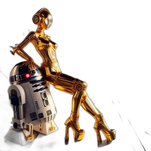 robot, dress, concept art, 3d render transparent PNG cut-out
