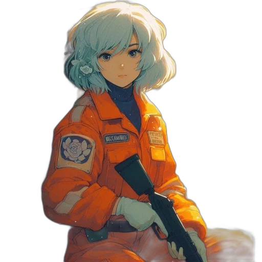 jacket, robot, weapon, staff transparent PNG cut-out