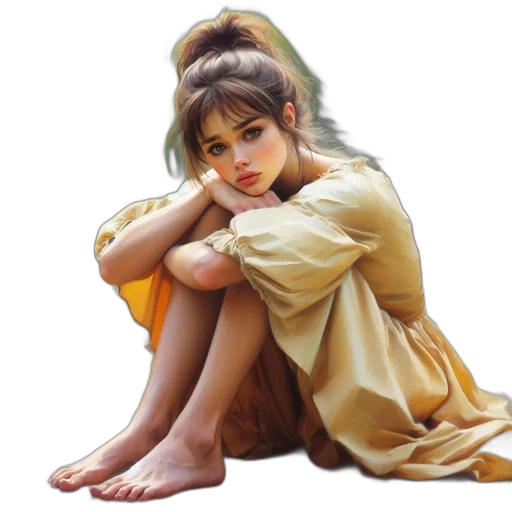 dress, jewelry, oil painting, photorealistic transparent PNG cut-out