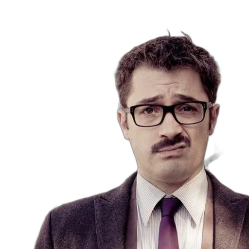 staff, man, mustache, glasses transparent PNG cut-out