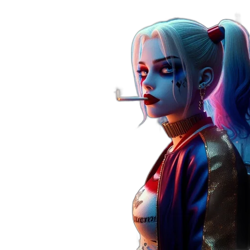 jacket, face, cyberpunk, comic book art transparent PNG cut-out