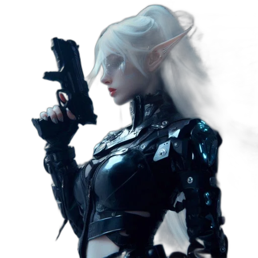 robot, weapon, staff, jacket transparent PNG cut-out
