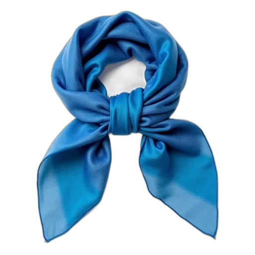 blue, scarf, knotted, into transparent PNG cut-out